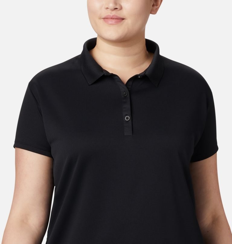 Women's Columbia PFG Innisfree Short Sleeve Polo Shirts Black | Plus Size CA-X86L1